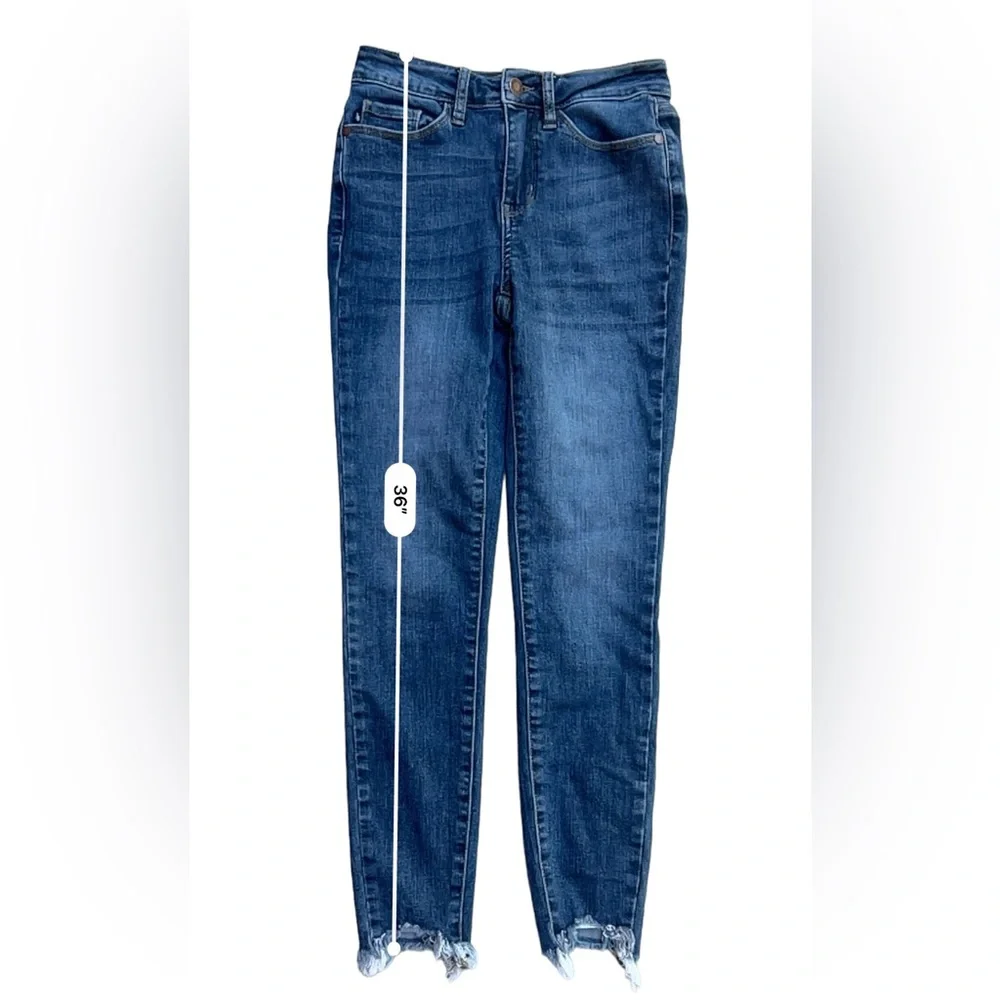 Judy Blue Eva Mid-Rise Fray Hem Skinny Size 0/24 - Picture 8 of 12